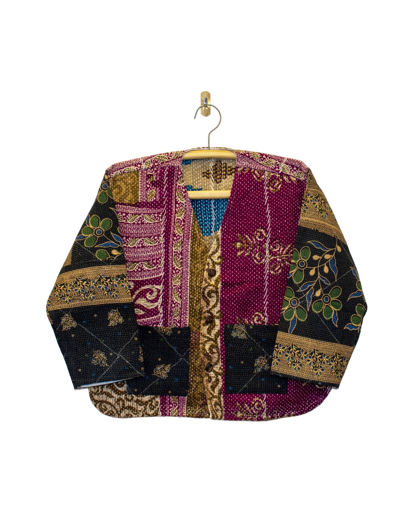 One-Of -A -Kind Reversible Hand Quilted Jacket- Cardigan Style