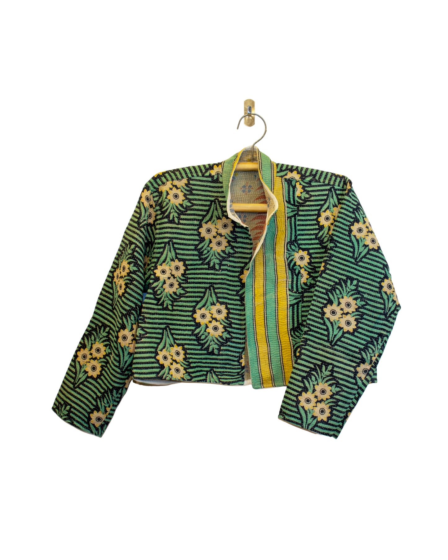 One-Of -A -Kind Reversible Cropped Quilted Patchwork Jacket