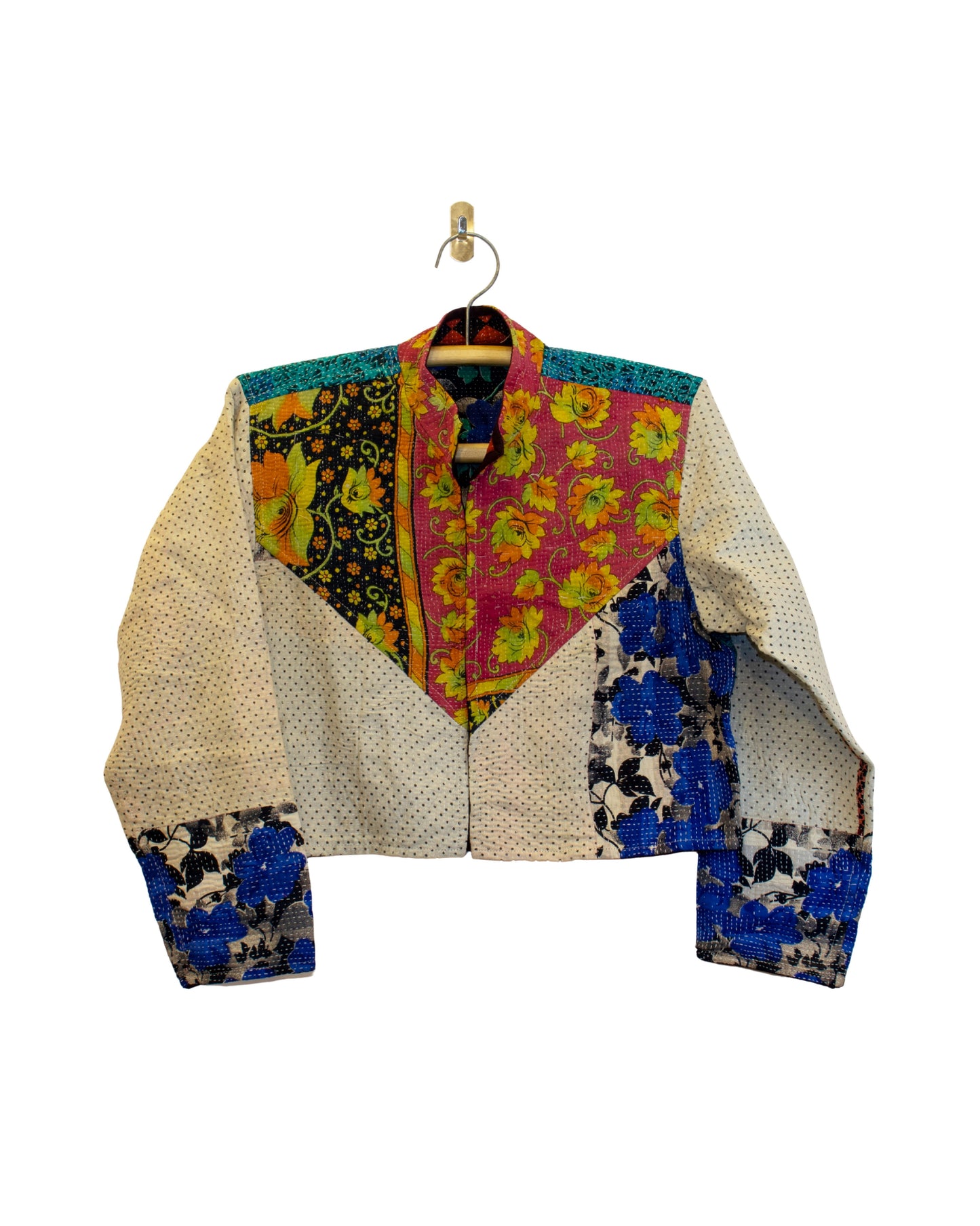 One-Of -A -Kind Reversible Cropped Quilted Patchwork Jacket