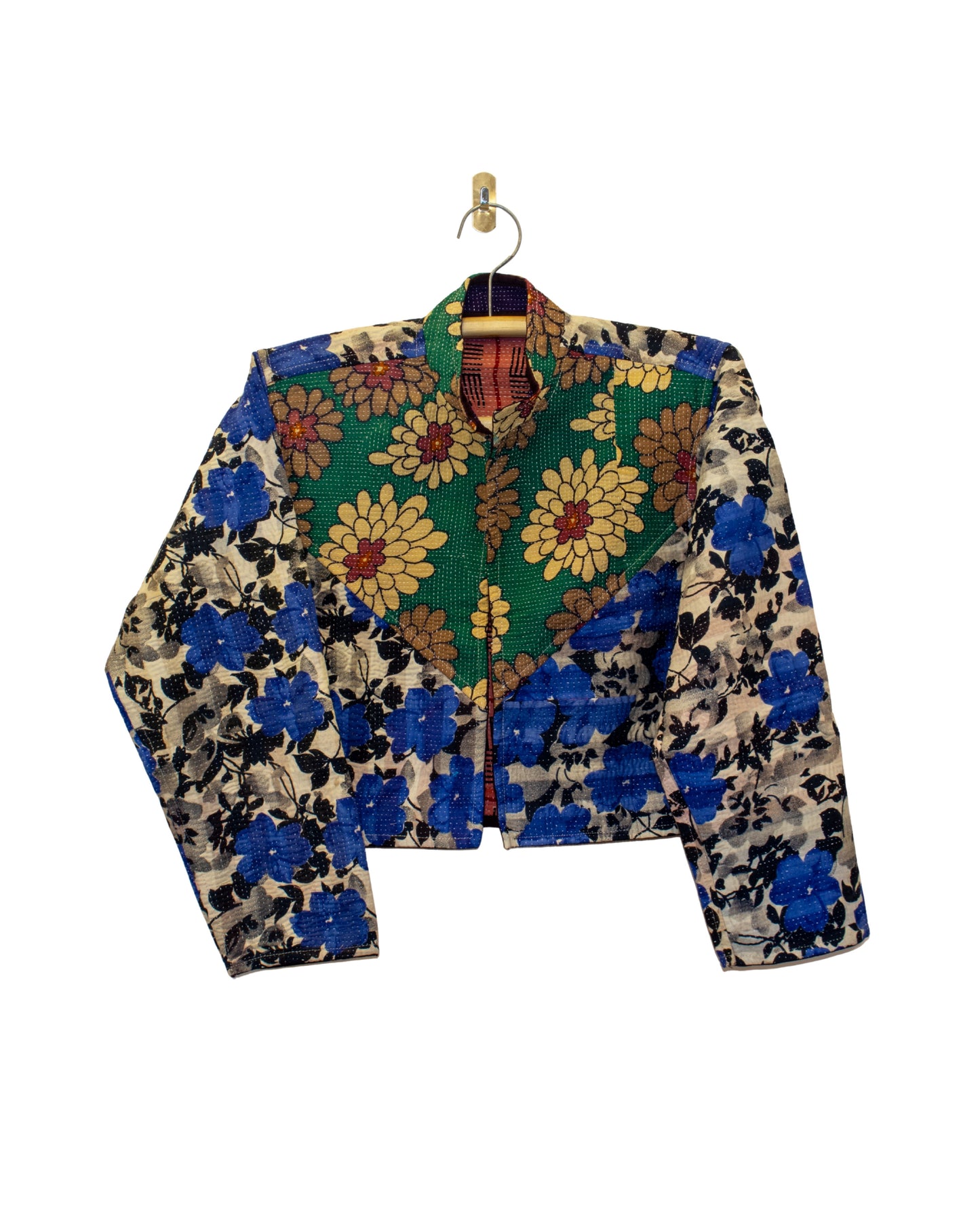 One-Of -A -Kind Reversible Cropped Quilted Patchwork Jacket