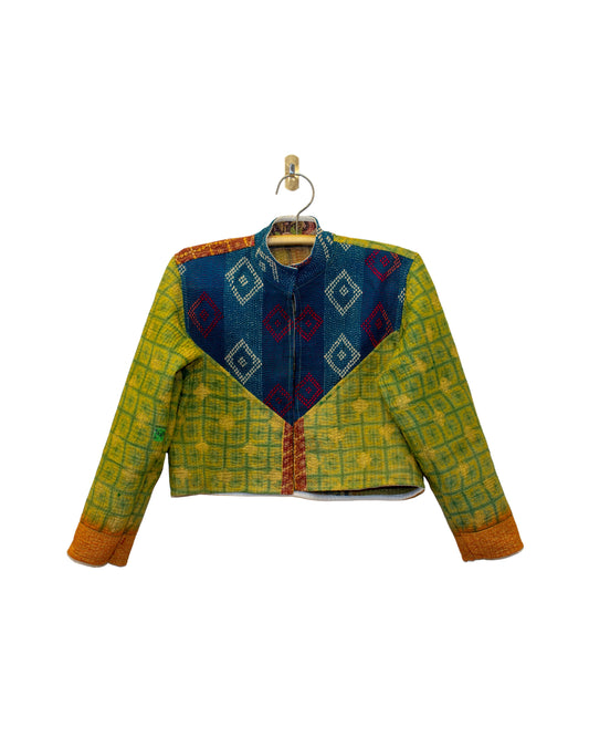 One-Of -A -Kind Reversible Cropped Quilted Patchwork Jacket