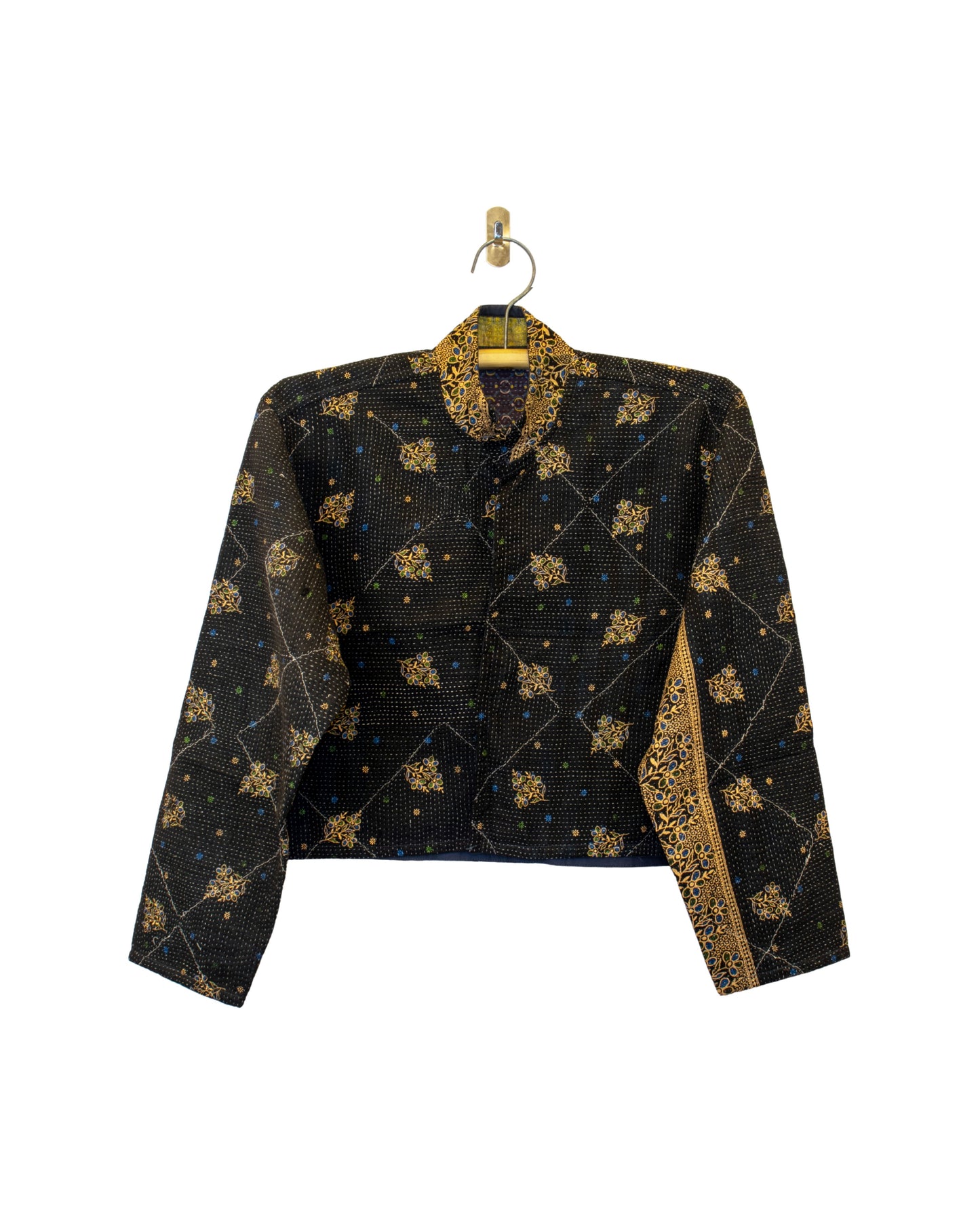 One-Of -A -Kind Reversible Cropped Quilted Patchwork Jacket
