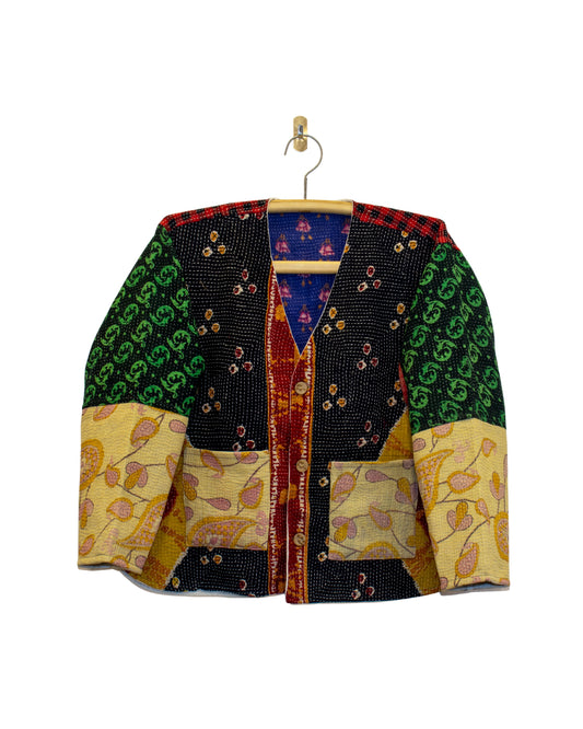 One-Of -A -Kind Reversible Hand Quilted Jacket- Cardigan Style