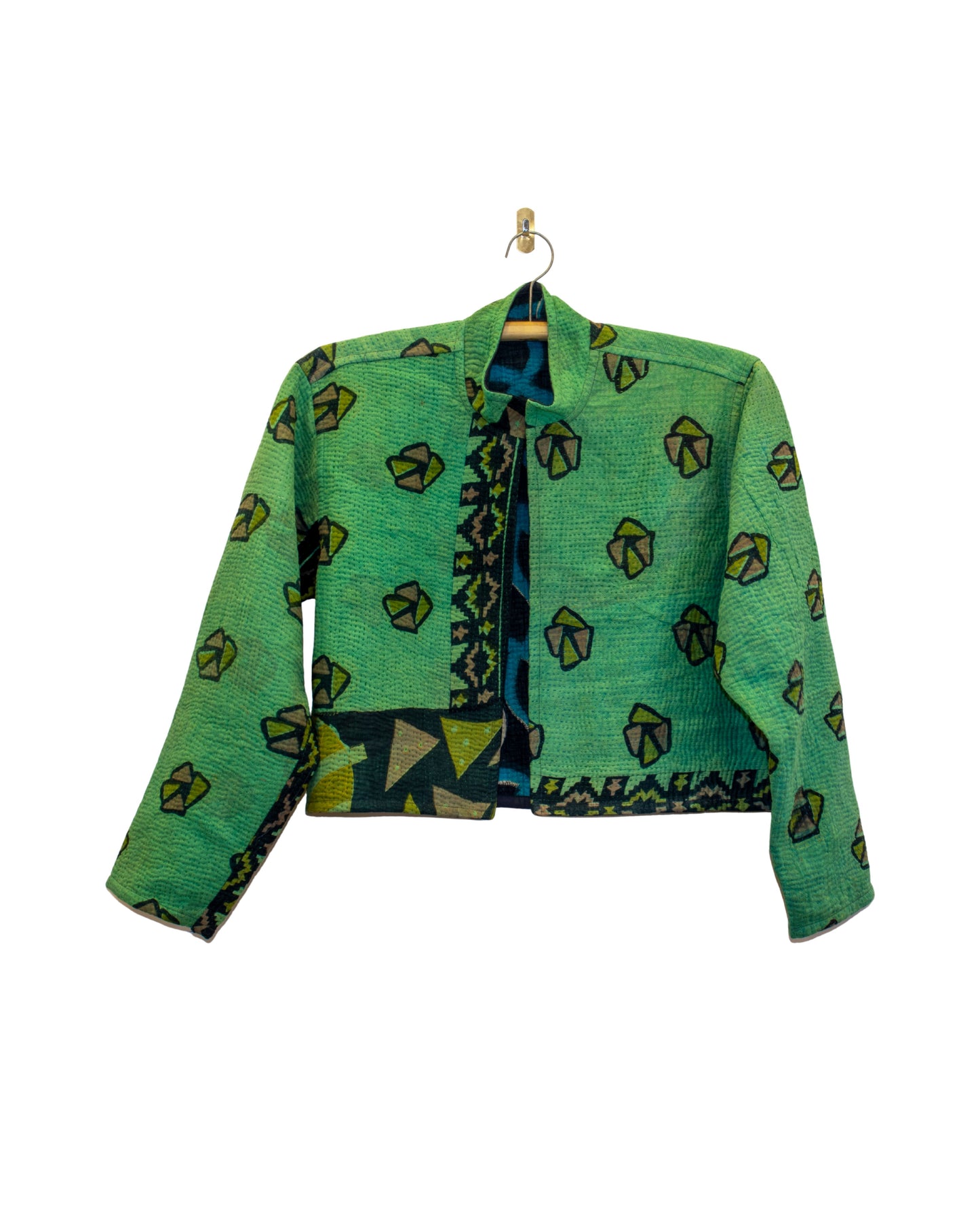 One-Of -A -Kind Reversible Cropped Quilted Patchwork Jacket