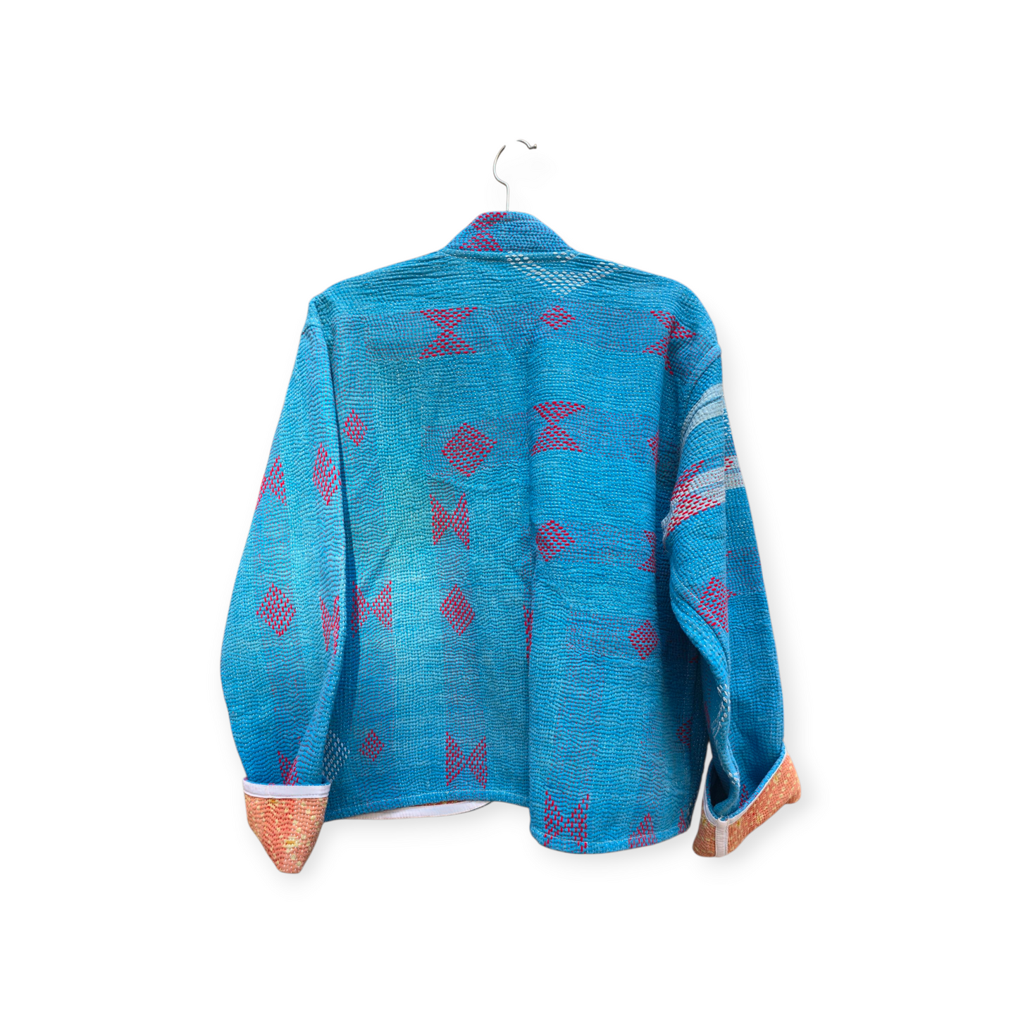 One-Of -A -Kind Reversible Hand Quilted Jacket- Short Stand Collar Style