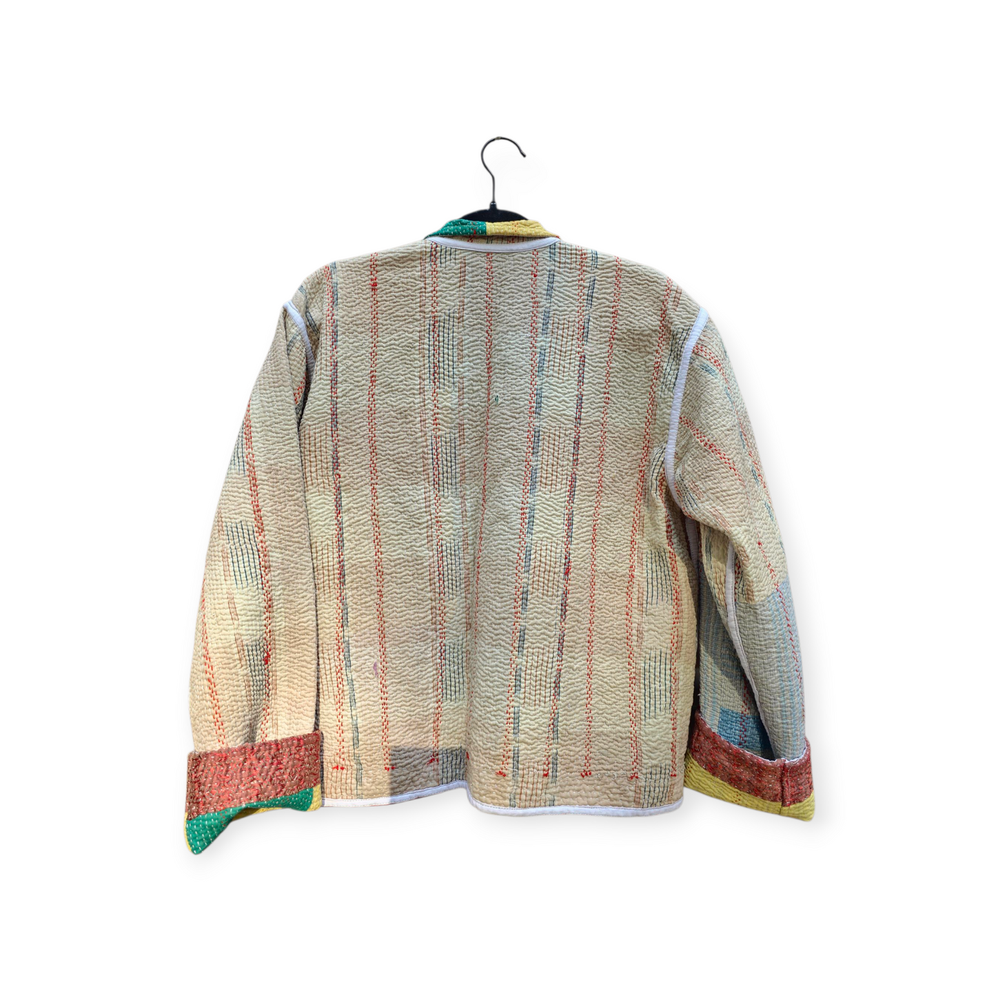 One-Of -A -Kind Reversible Hand Quilted Jacket- Short Stand Collar Style