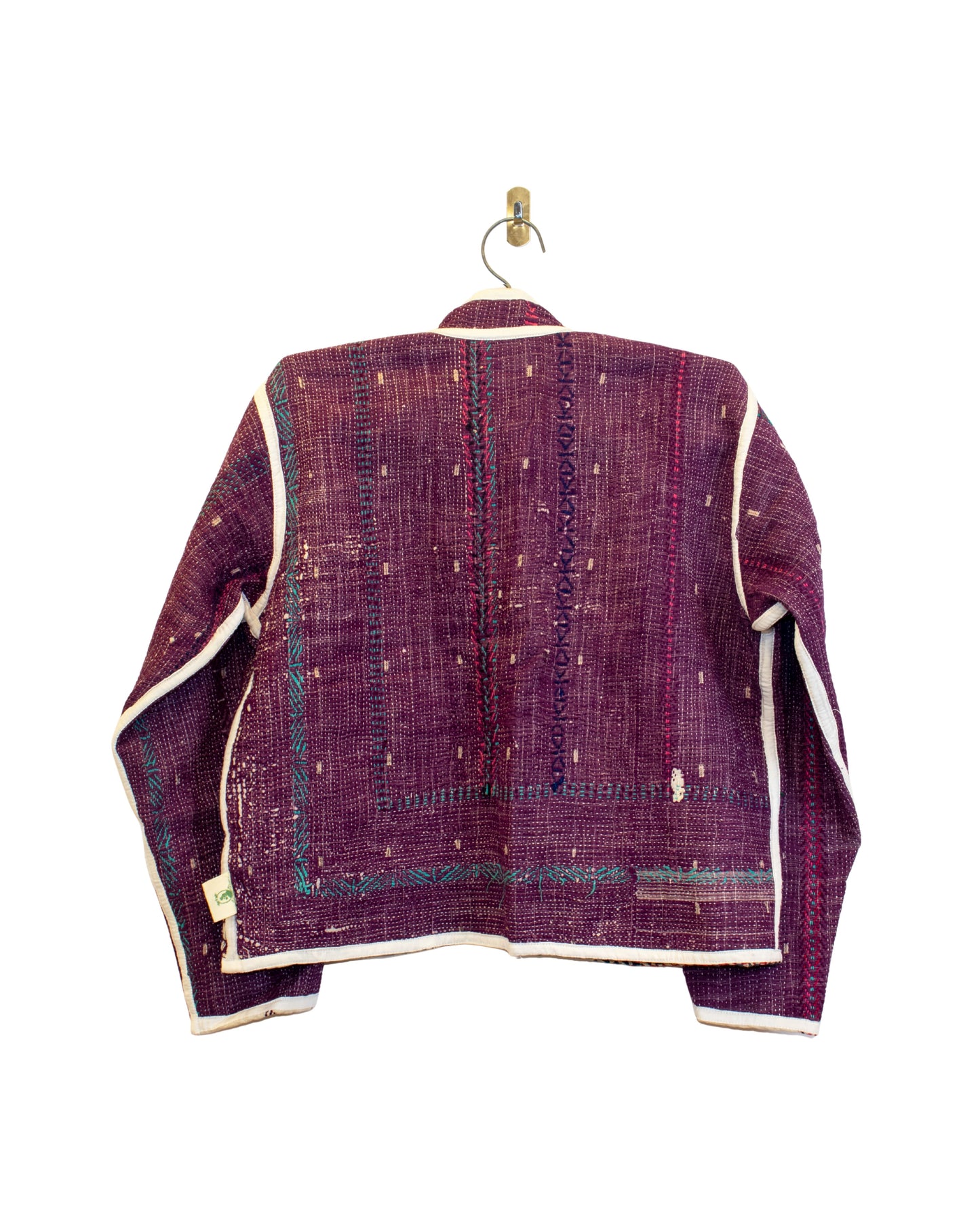 One-Of -A -Kind Reversible Hand Quilted Jacket- Short Stand Collar Style