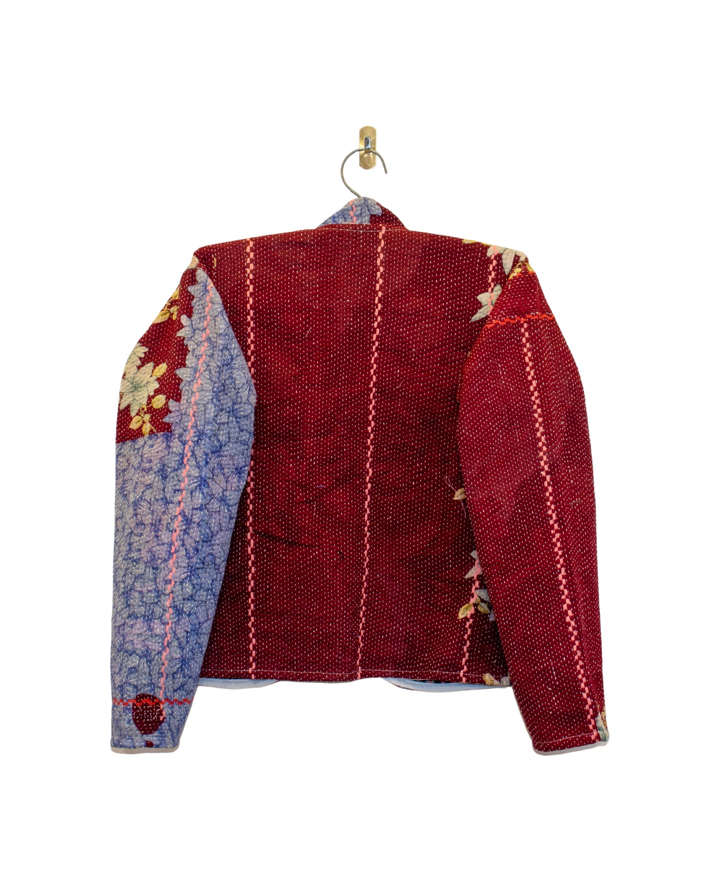 One-Of -A -Kind Reversible Hand Quilted Jacket- Short Stand Collar Style