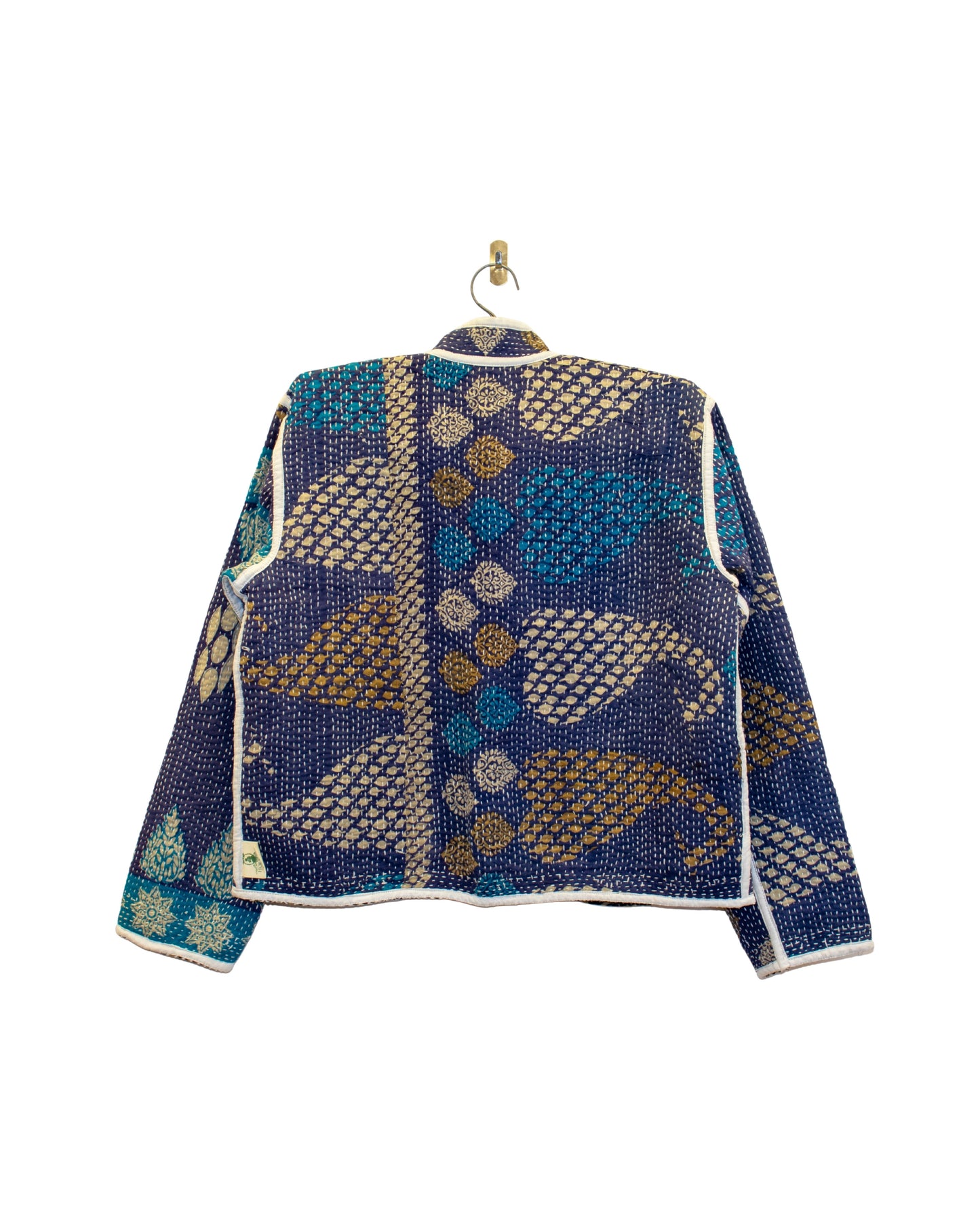 One-Of -A -Kind Reversible Hand Quilted Jacket- Short Stand Collar Style