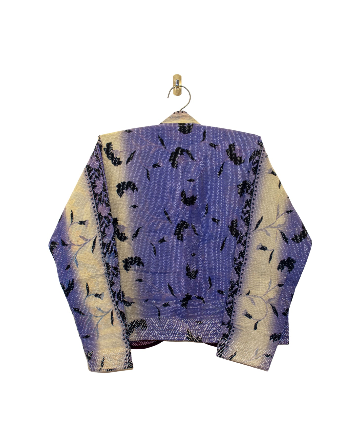 One-Of -A -Kind Reversible Hand Quilted Jacket- Short Stand Collar Style