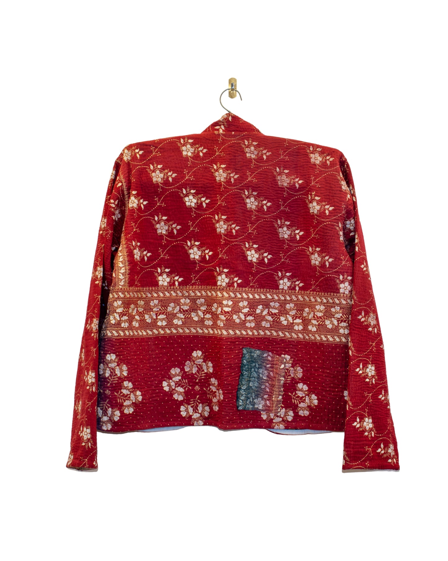 One-Of -A -Kind Reversible Hand Quilted Jacket- Short Stand Collar Style