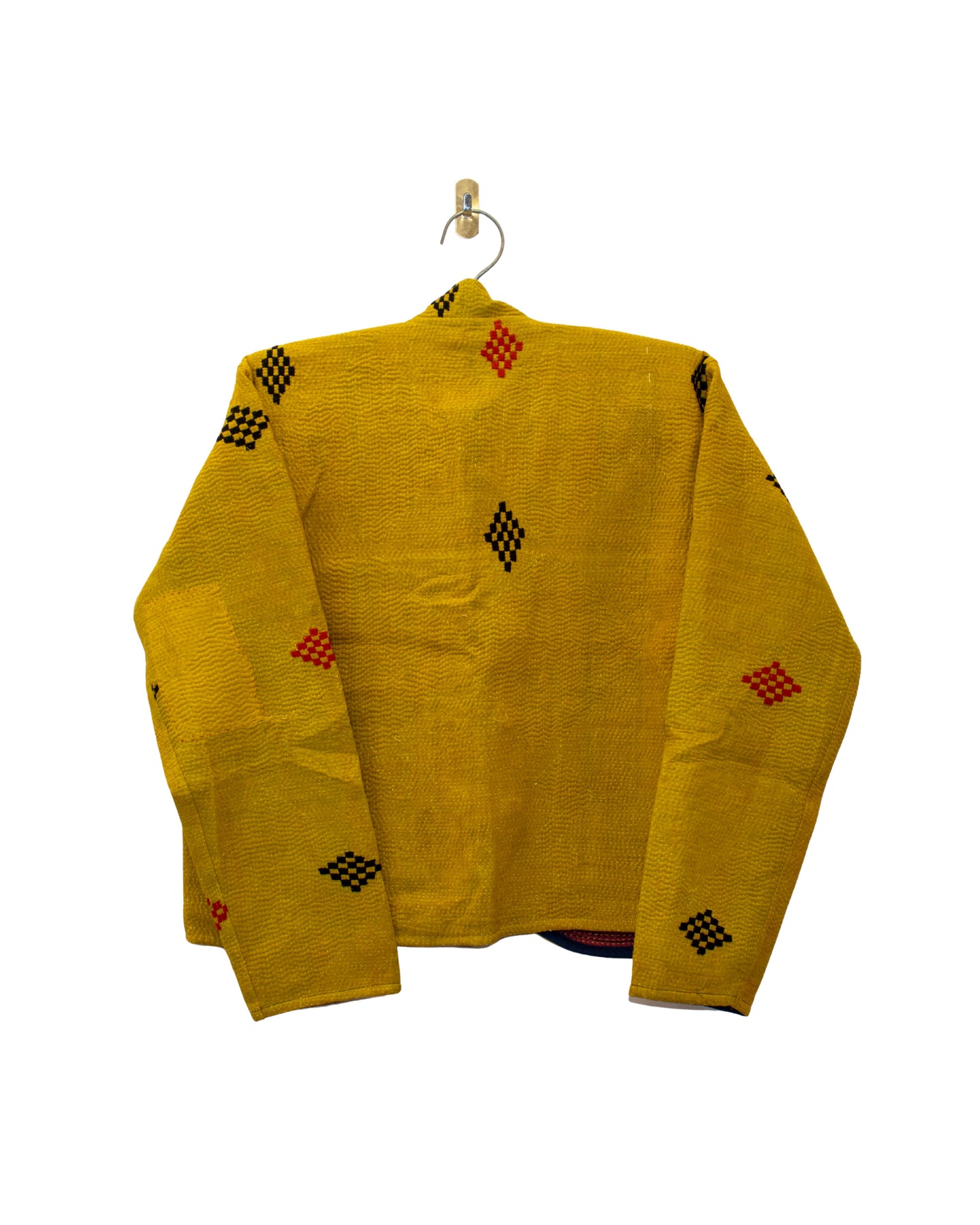 One-Of -A -Kind Reversible Hand Quilted Jacket- Short Stand Collar Style