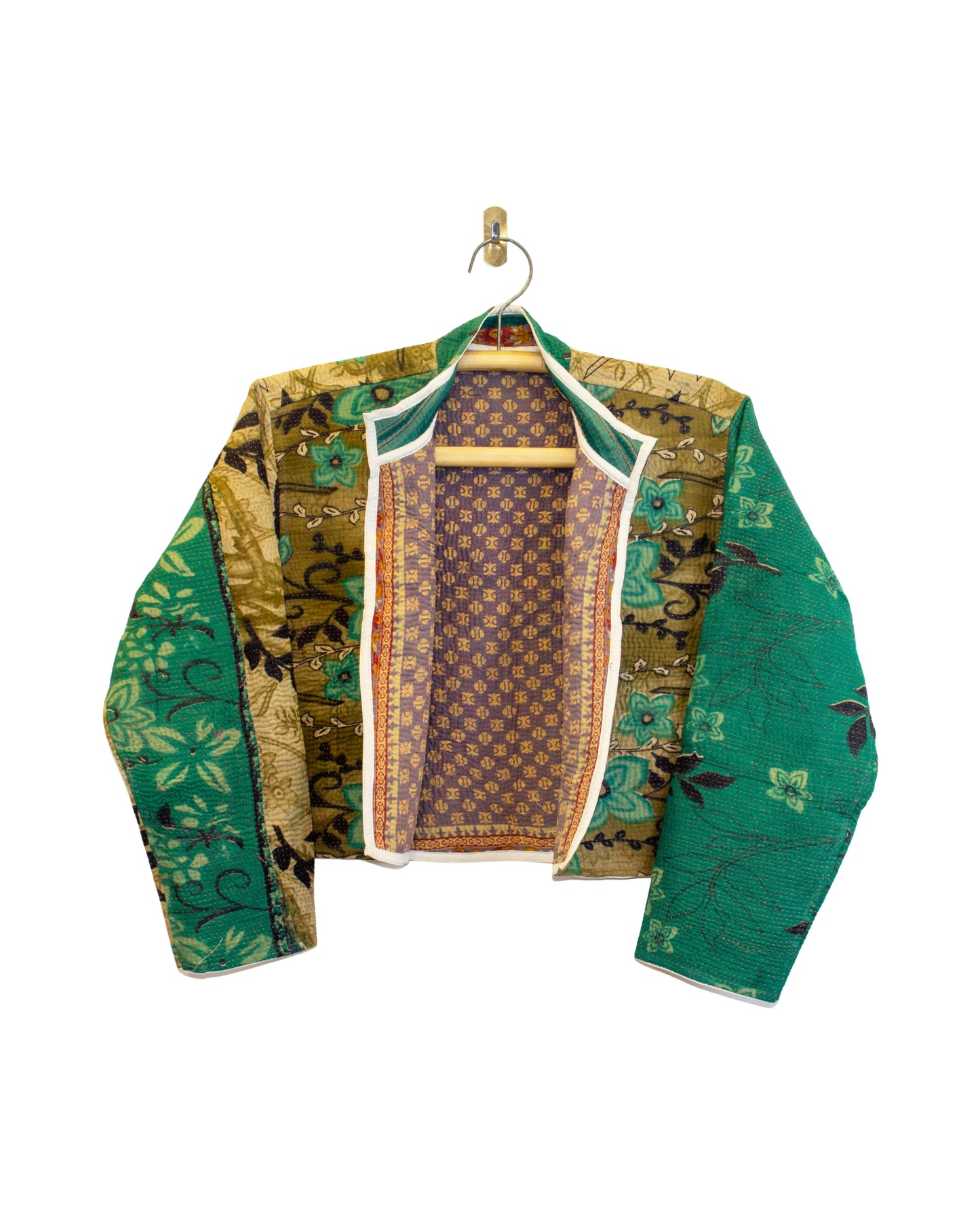 One-Of -A -Kind Reversible Cropped Quilted Patchwork Jacket