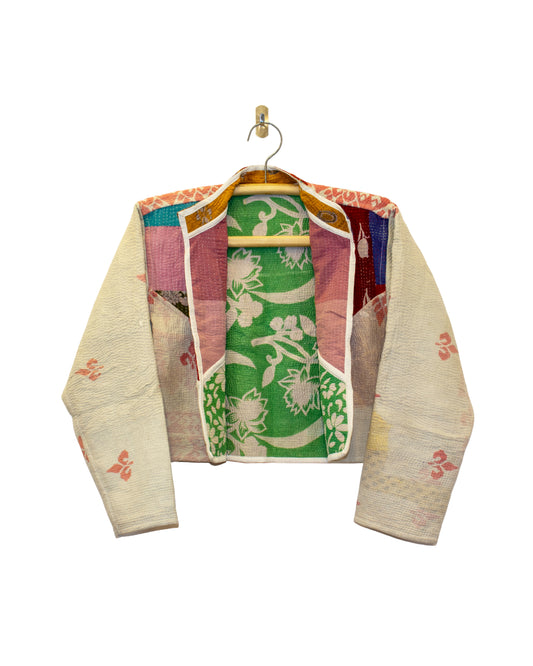 One-Of -A -Kind Reversible Cropped Quilted Patchwork Jacket