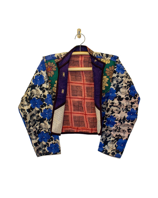 One-Of -A -Kind Reversible Cropped Quilted Patchwork Jacket