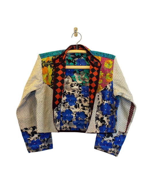One-Of -A -Kind Reversible Cropped Quilted Patchwork Jacket