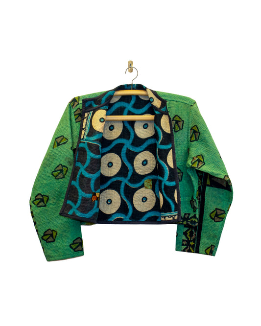 One-Of -A -Kind Reversible Cropped Quilted Patchwork Jacket