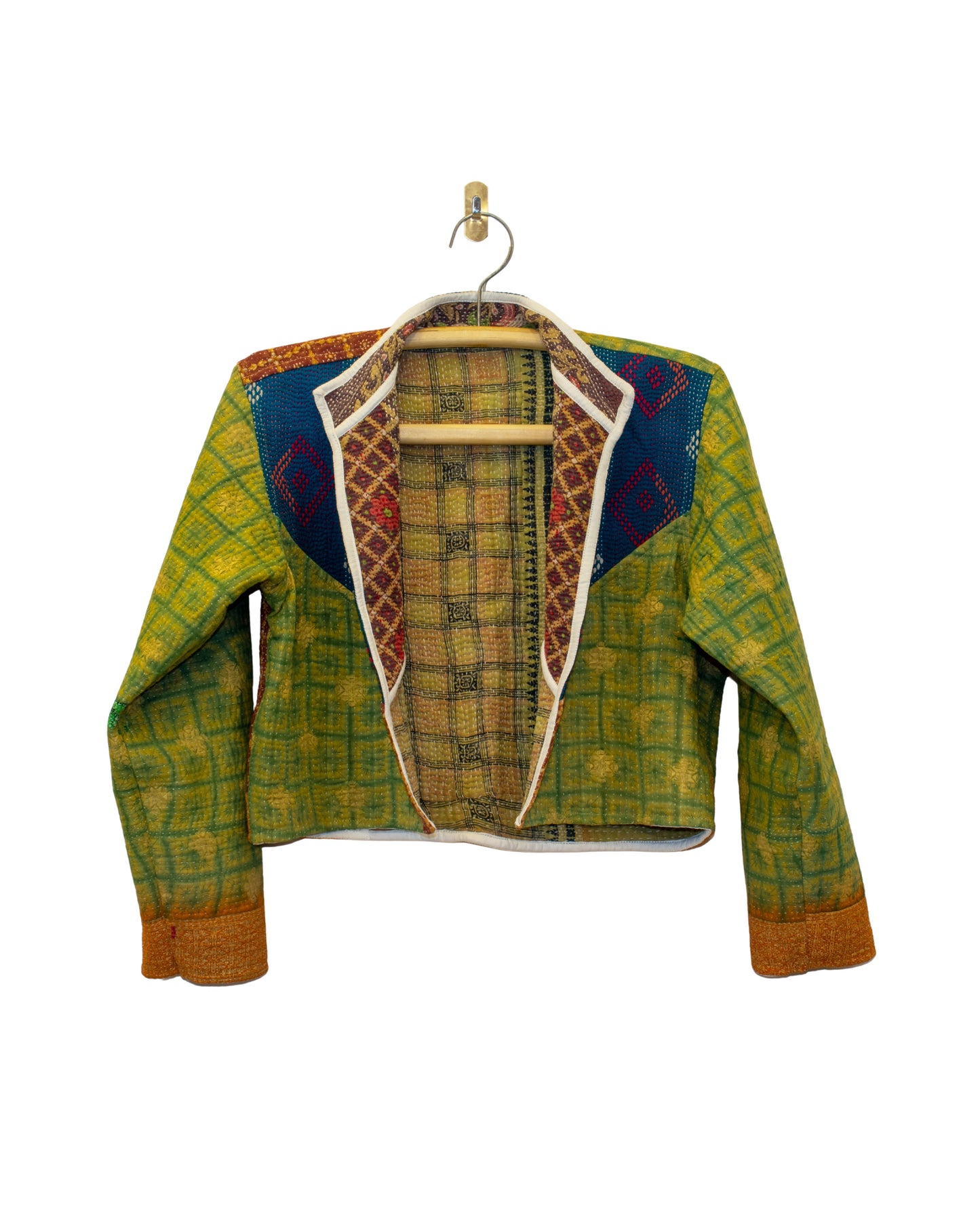One-Of -A -Kind Reversible Cropped Quilted Patchwork Jacket