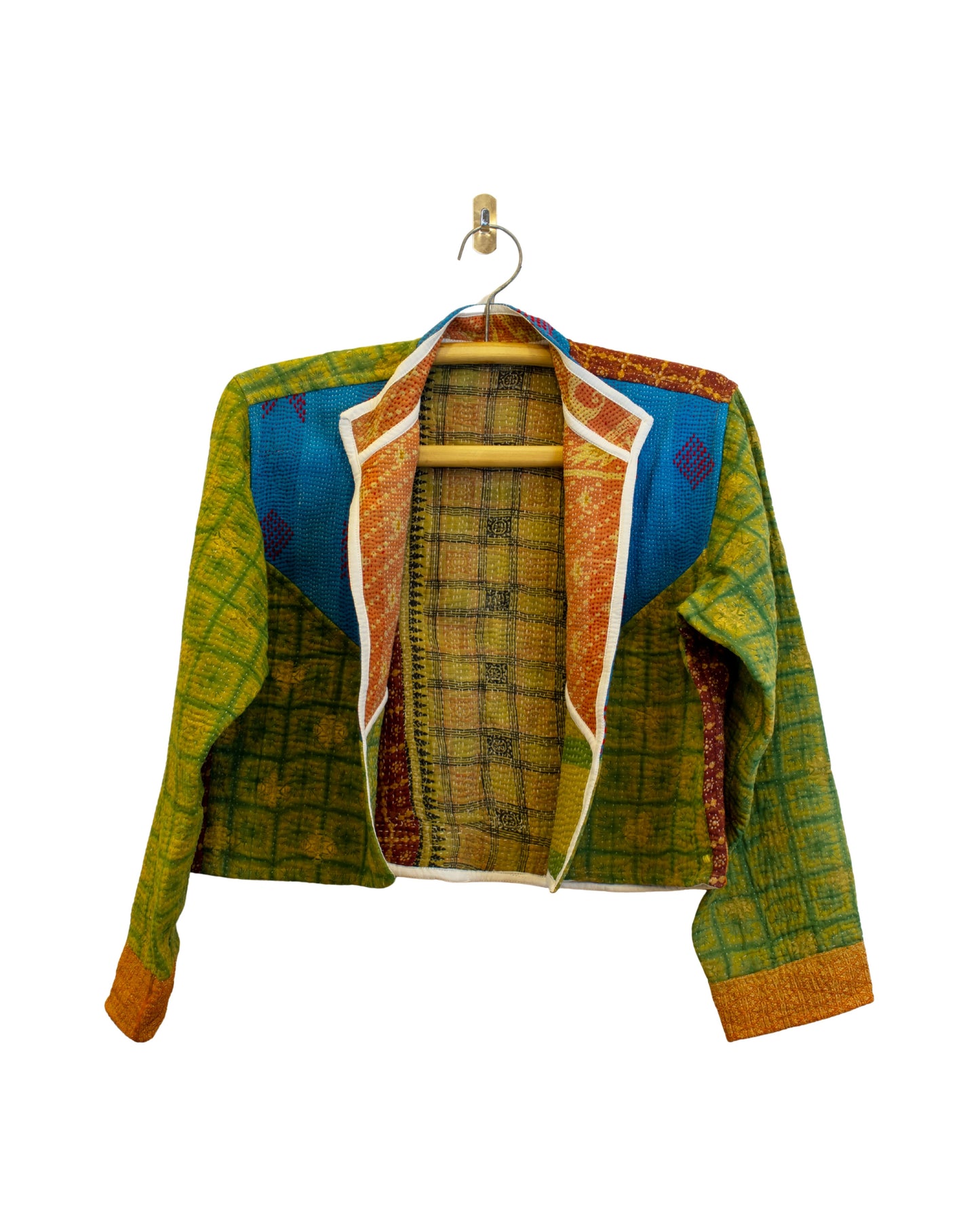 One-Of -A -Kind Reversible Cropped Quilted Patchwork Jacket