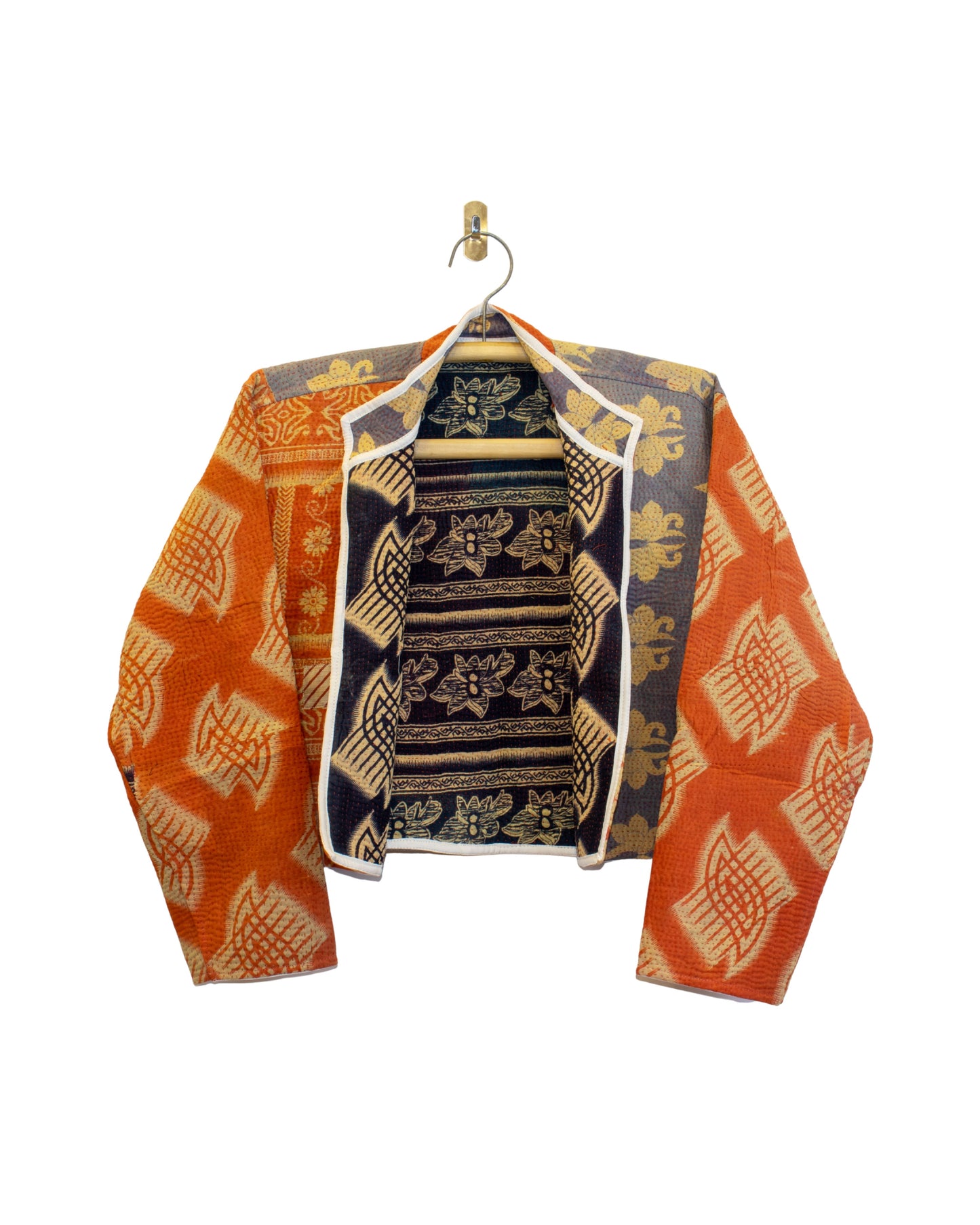 One-Of -A -Kind Reversible Cropped Quilted Patchwork Jacket