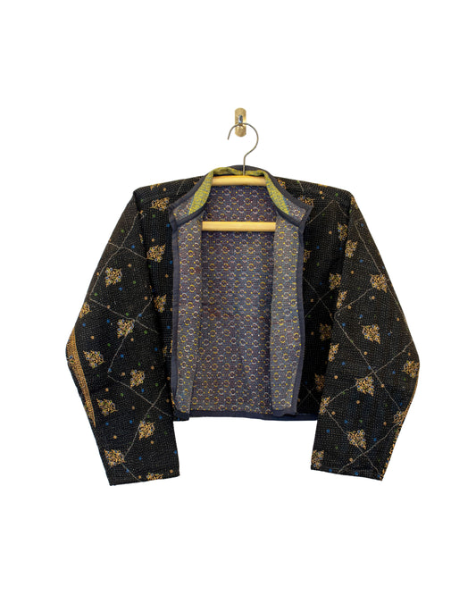 One-Of -A -Kind Reversible Cropped Quilted Patchwork Jacket