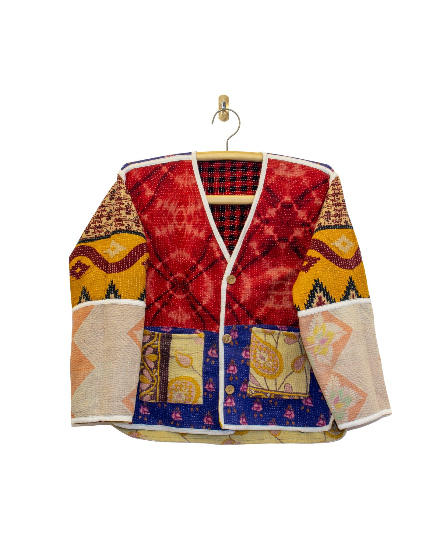 One-Of -A -Kind Reversible Hand Quilted Jacket- Cardigan Style