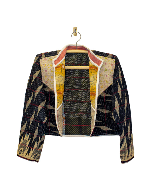 One-Of -A -Kind Reversible Cropped Quilted Patchwork Jacket