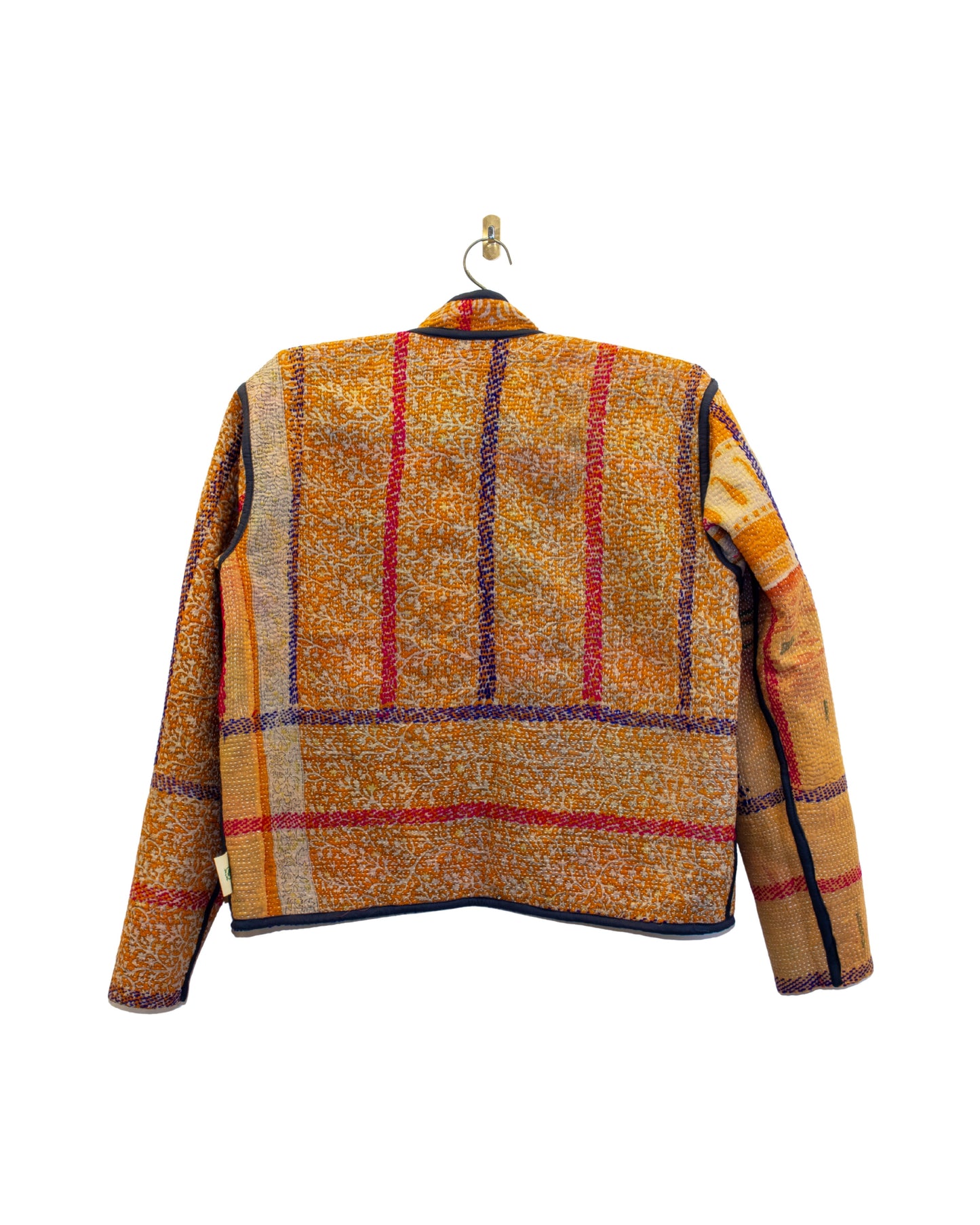 One-Of -A -Kind Reversible Hand Quilted Jacket- Short Stand Collar Style