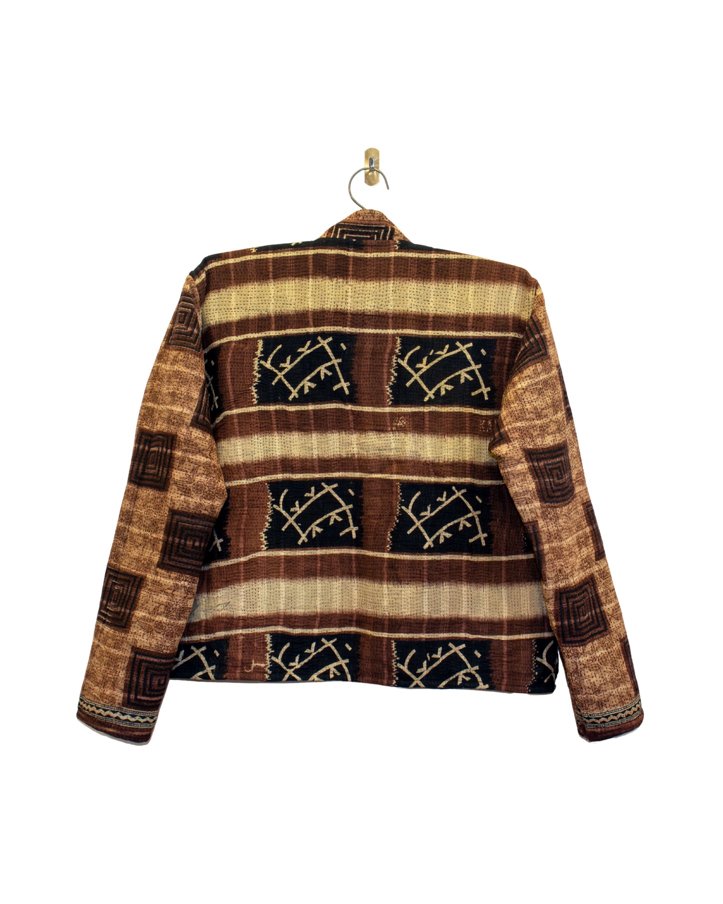 One-Of -A -Kind Reversible Hand Quilted Jacket- Short Stand Collar Style