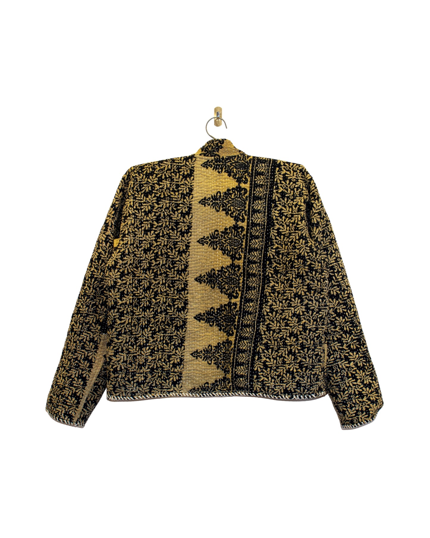 One-Of -A -Kind Reversible Hand Quilted Jacket- Short Stand Collar Style