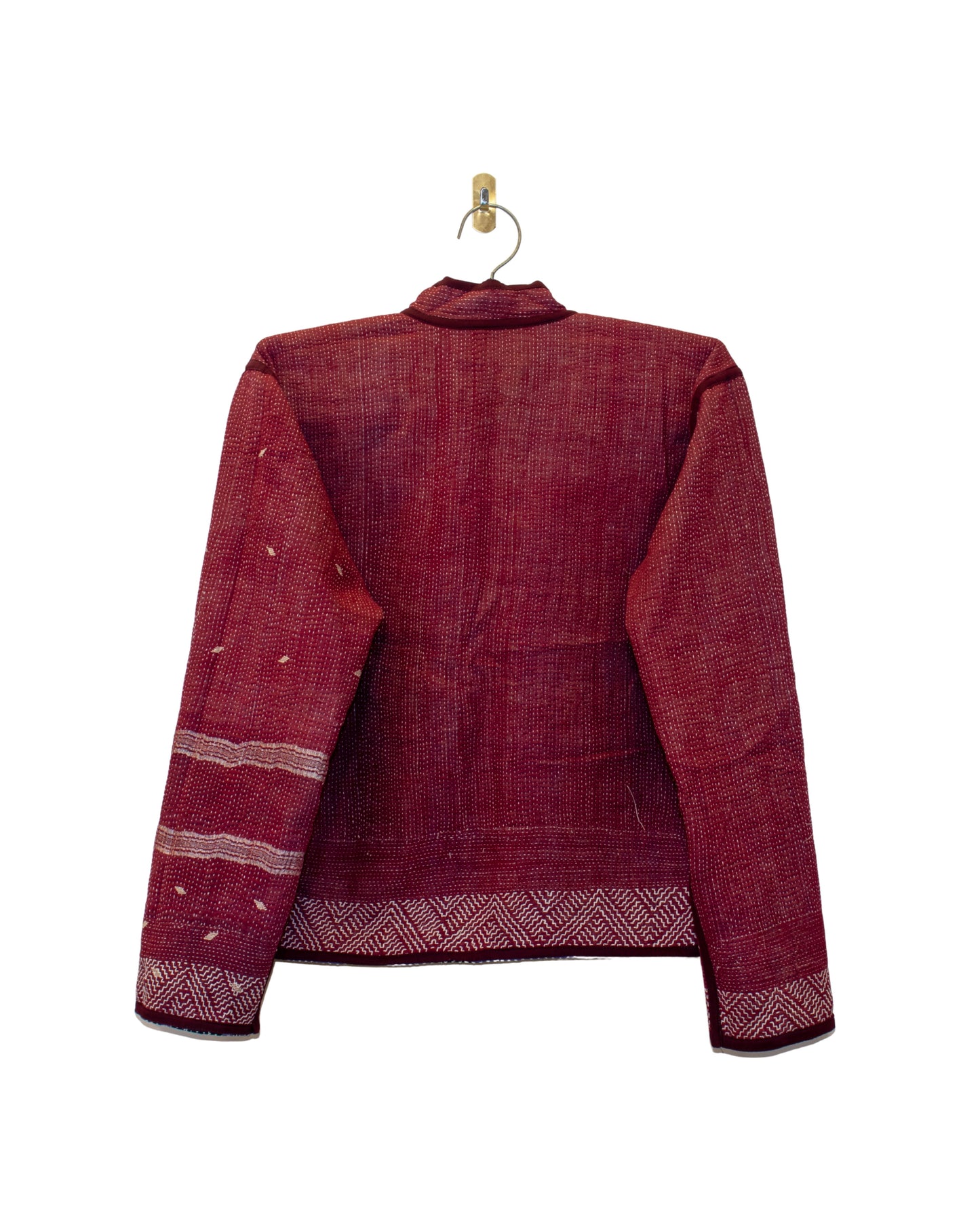 One-Of -A -Kind Reversible Hand Quilted Jacket- Short Stand Collar Style