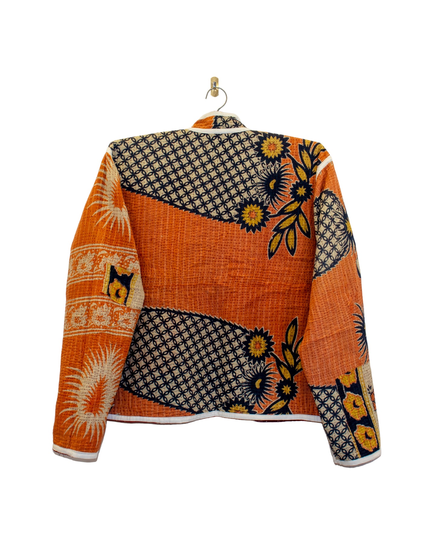 One-Of -A -Kind Reversible Hand Quilted Jacket- Short Stand Collar Style