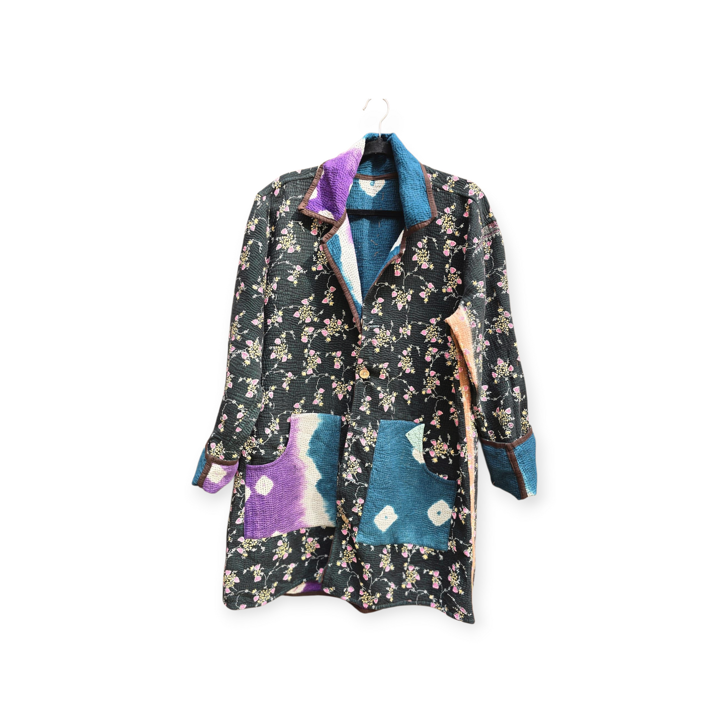 One-Of -A -Kind Reversible Hand Quilted COAT style Jacket-XL