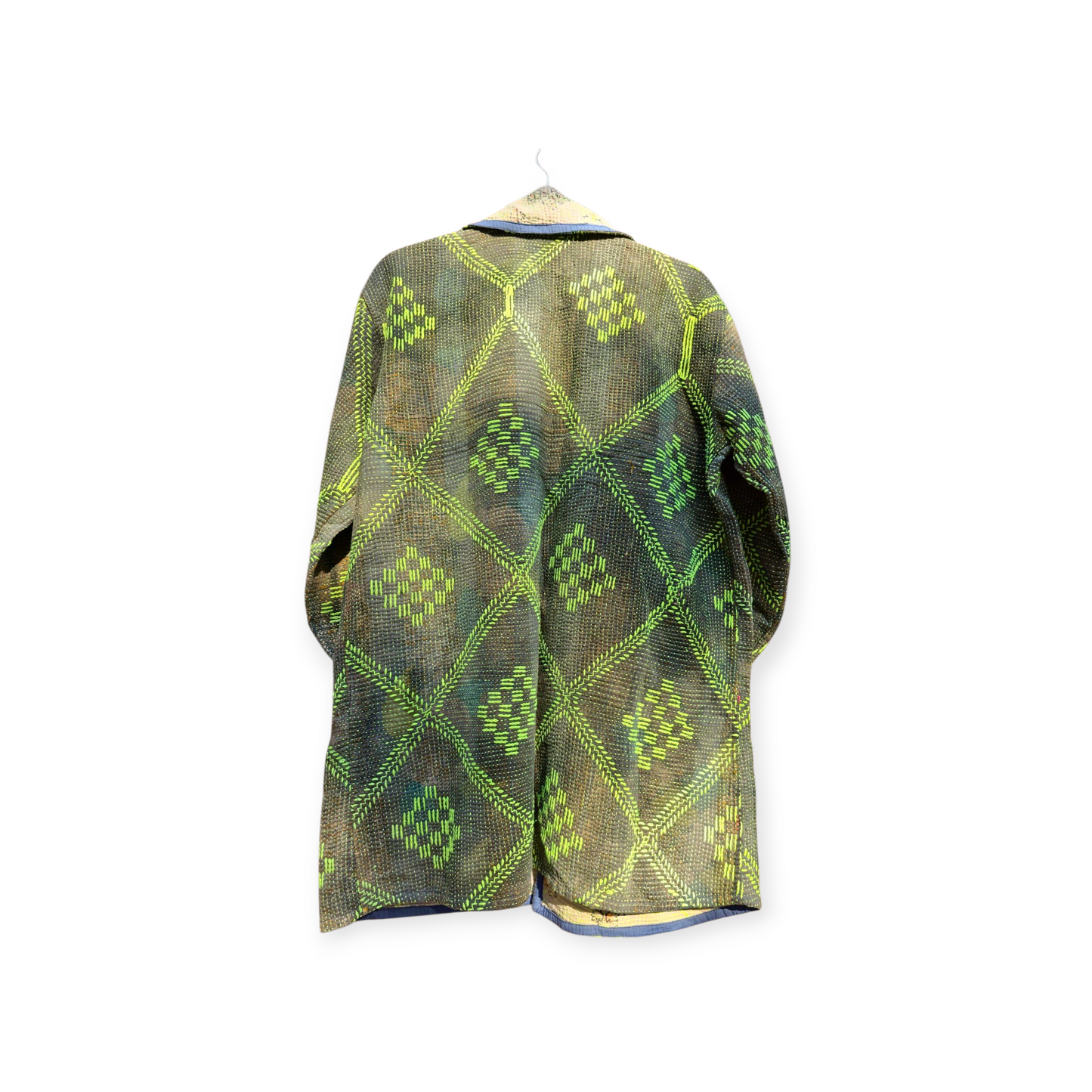 One-Of -A -Kind Reversible Hand Quilted COAT style Jacket- Medium Large