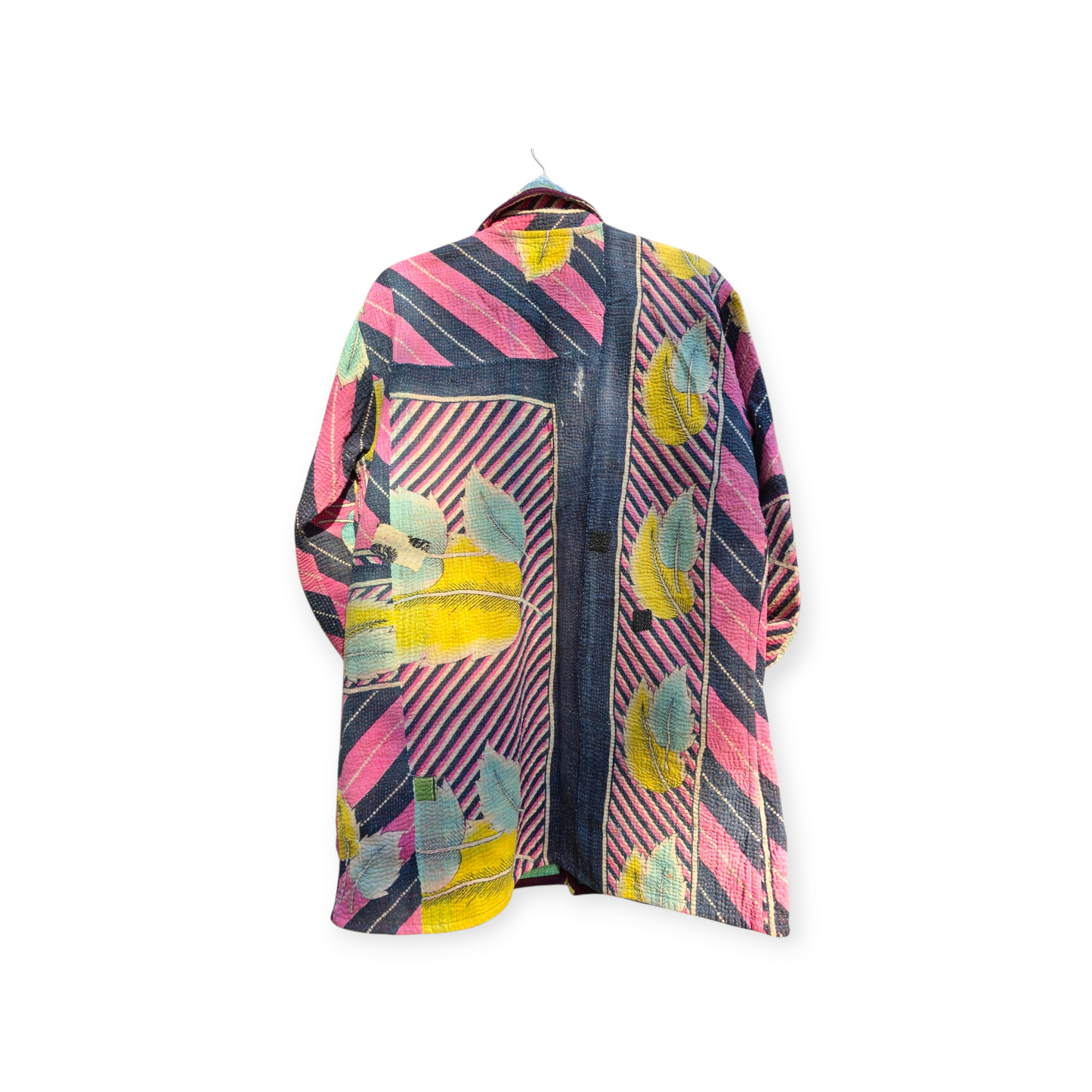 One-Of -A -Kind Reversible Hand Quilted COAT style Jacket- Medium Large