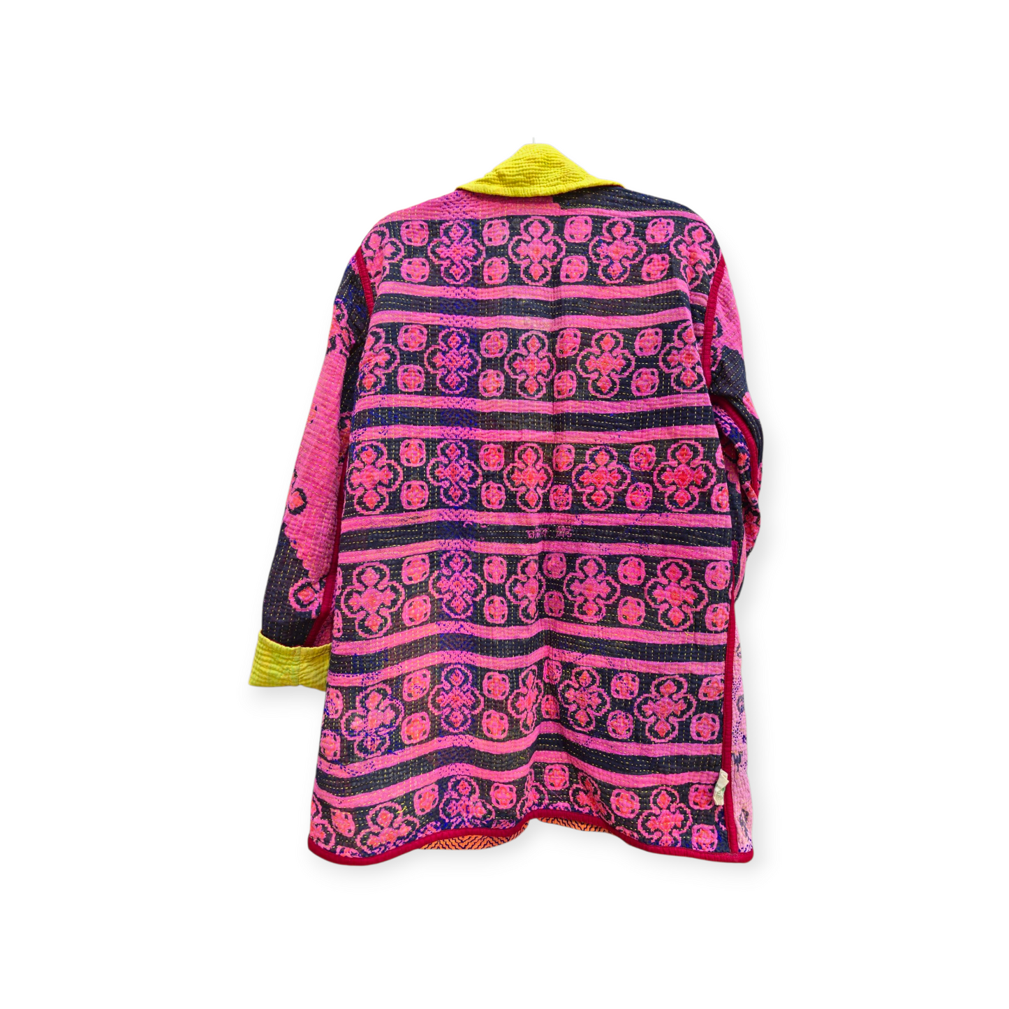 One-Of -A -Kind Reversible Hand Quilted COAT style Jacket- Medium Large