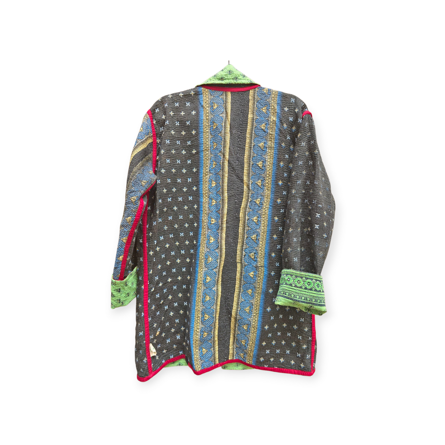 One-Of -A -Kind Reversible Hand Quilted COAT style Jacket- Medium Large