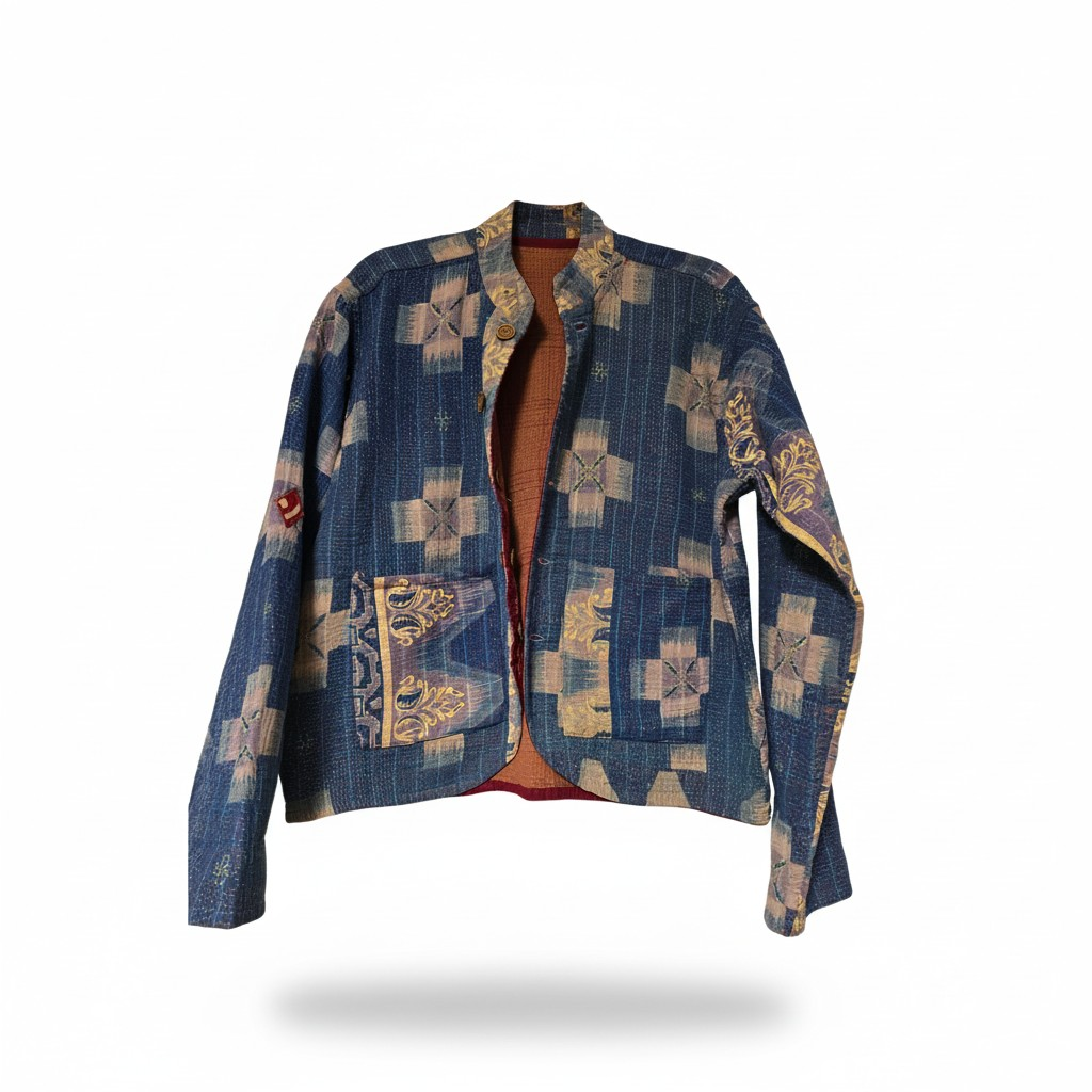 One-Of -A -Kind Reversible Blazer Style Hand Stitched Jacket 042