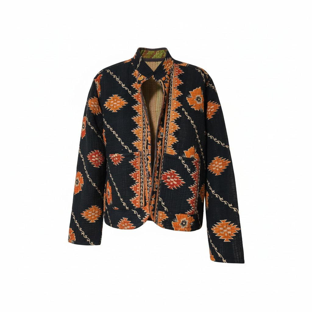 One-Of -A -Kind Reversible Blazer Style Hand Stitched Jacket 032