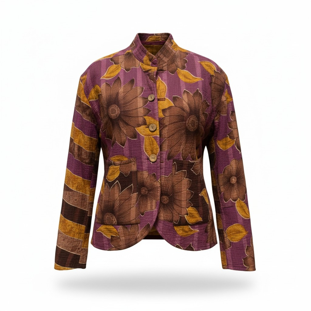 One-Of -A -Kind Reversible Blazer Style Hand Stitched Jacket 034
