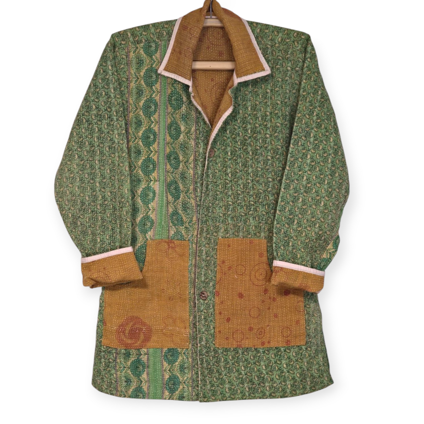 One-Of -A -Kind Reversible Hand Quilted COAT style Jacket-XL