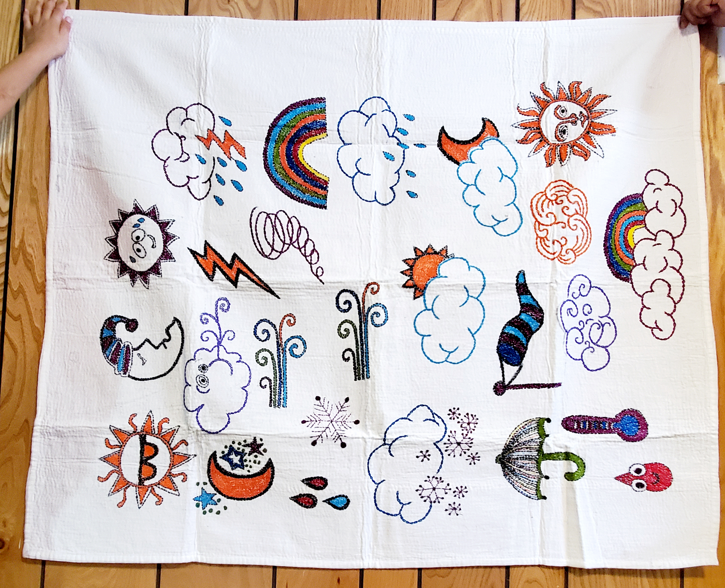 Doodle Weather Quilted Art Tapestry
