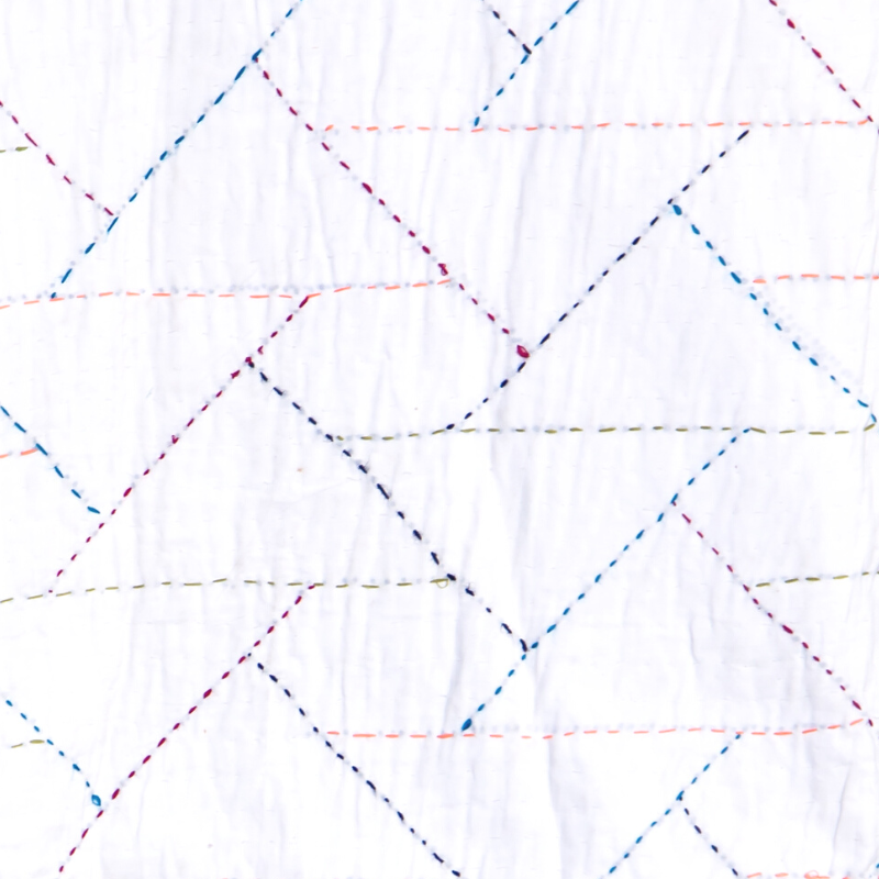 Multicolor Tripod Organic Cotton Hand Stitched Kantha Quilt