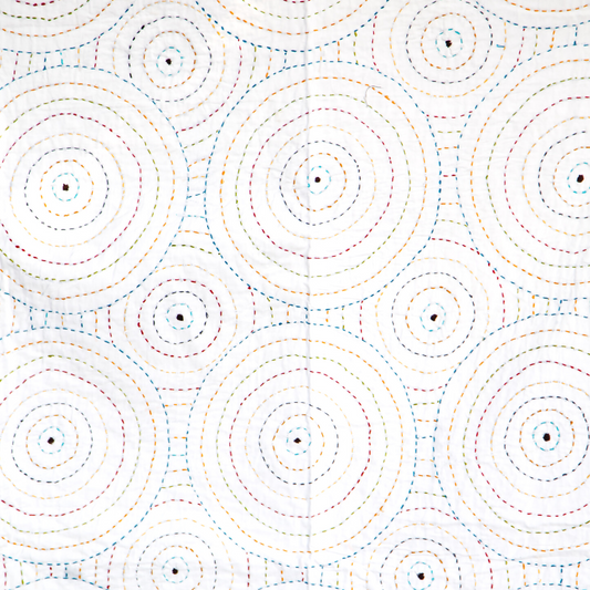 Multicolor Spiral Organic Cotton Hand Stitched Kantha Quilt