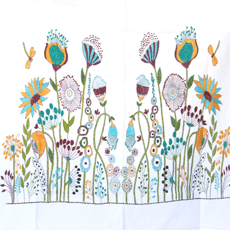 Wild Flower Hand Embroidered Kantha