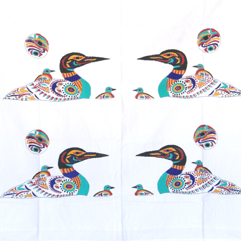 Geese With Her Goslings Quilted Art Tapestry