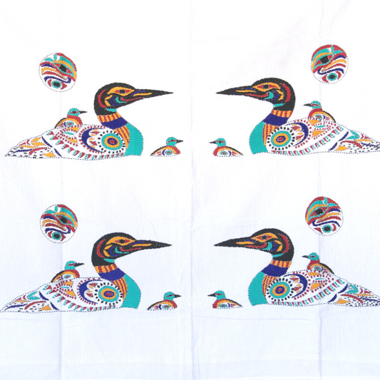 Hand Embroidered Kantha Geese With Her Gosling Art Tapestry