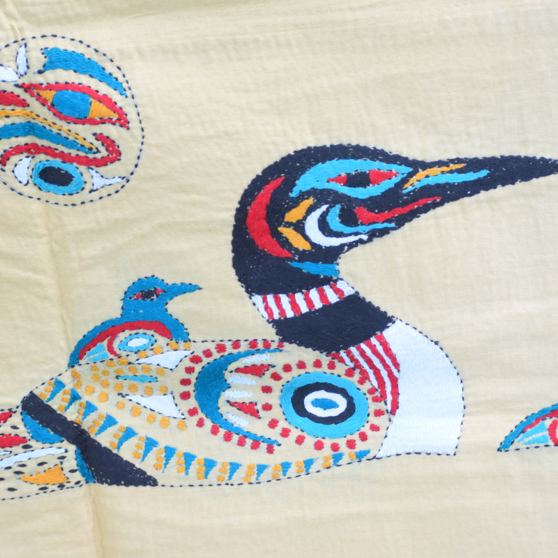 Geese With Her Goslings Quilted Art Tapestry