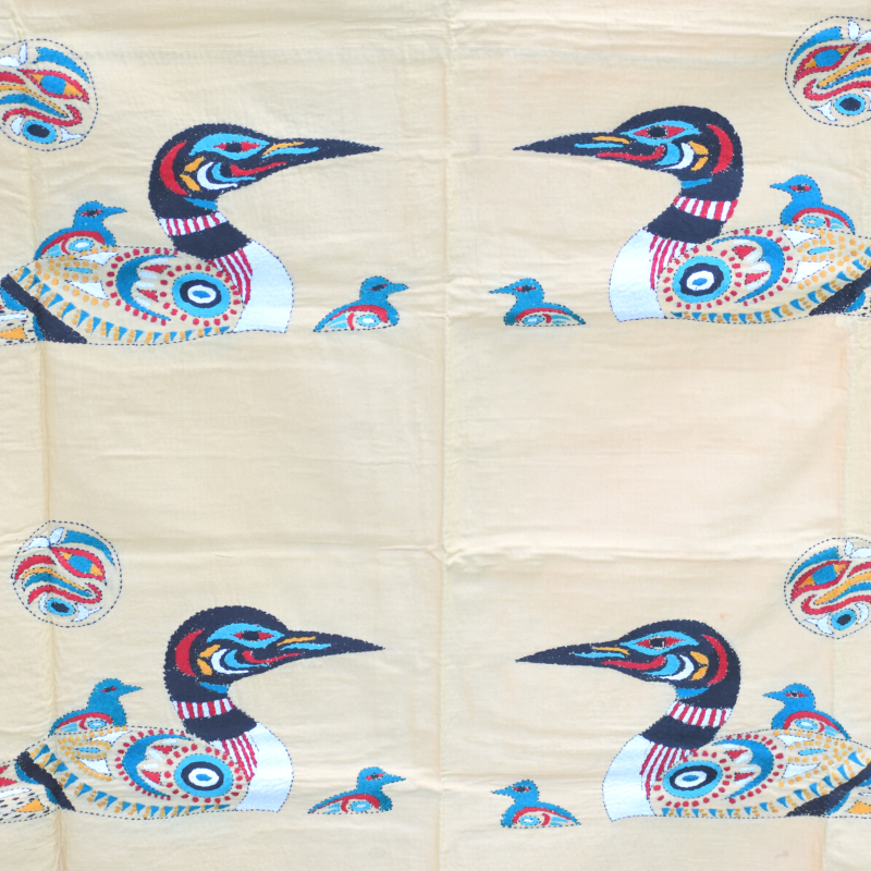 Geese With Her Goslings Quilted Art Tapestry