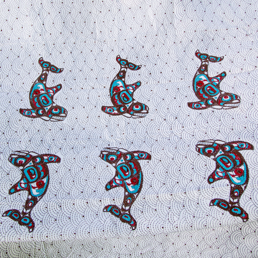 Hand Embroidered Kantha Quilt Indigenous Salmon